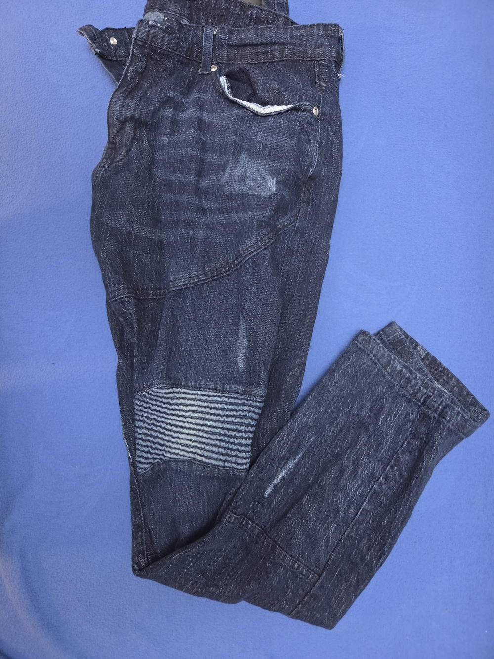 Men's Dark Blue Washed Denim Jeans
